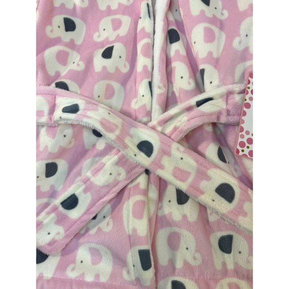 Zak & Zoey Plush Robe with Hood 0-9 Month Pink Elephants Brand New - Picture 4 of 10
